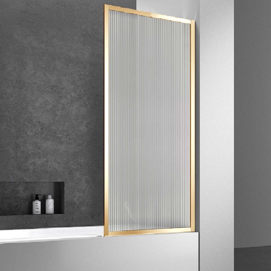 Шторка на ванну Vincea VSB-41700FLG 70x140 с профилем брашированное золото, рифленым стеклом