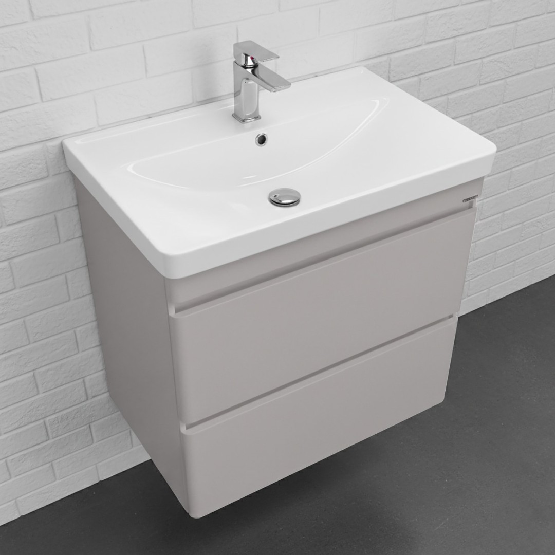 Тумба с раковиной Comforty Енисей-70П2 подвесная, серый шёлк 00-00022357