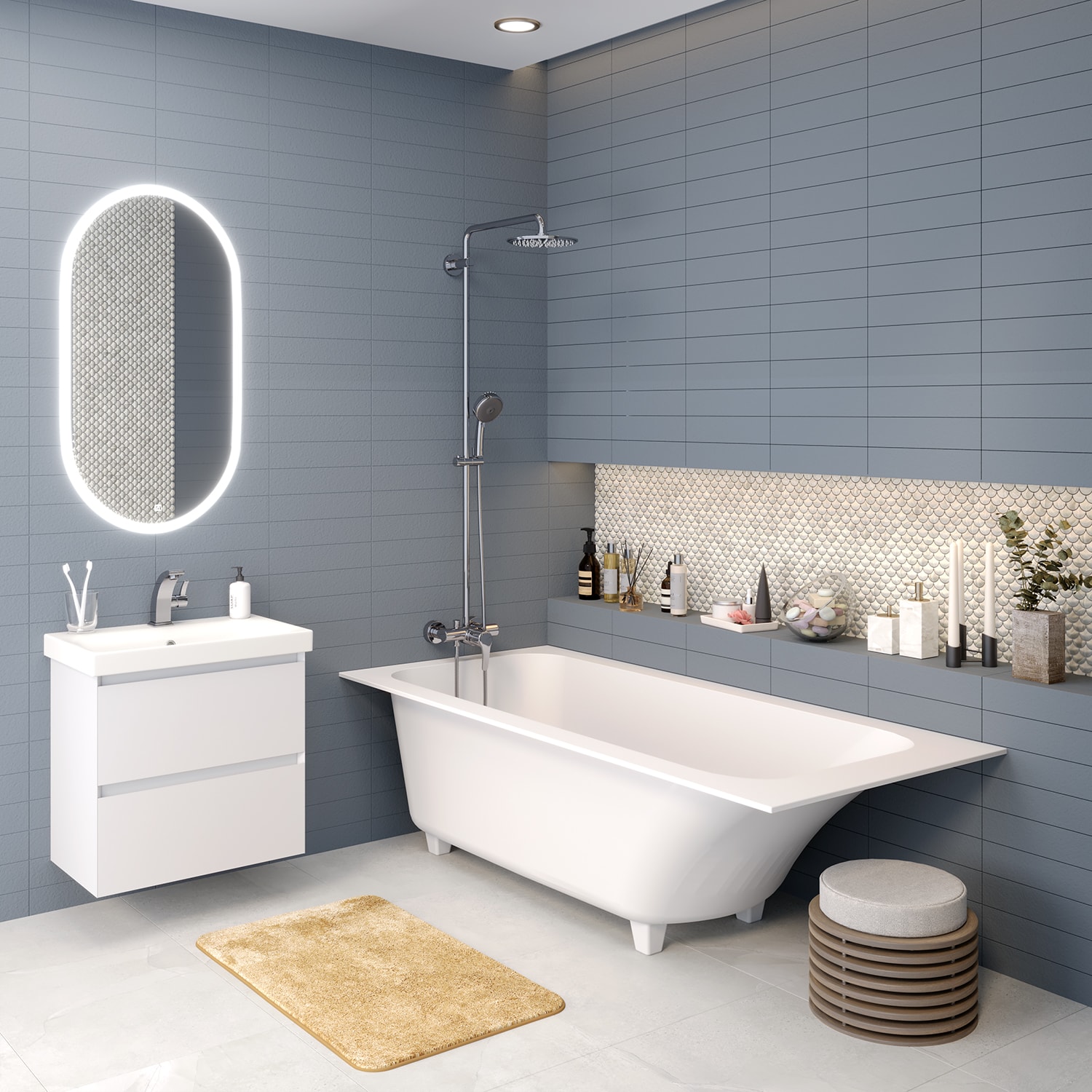 Ванна из искусственного камня Aqua de Marco Марта 170х70 (с ножками) 1170/70WMAR_GEL