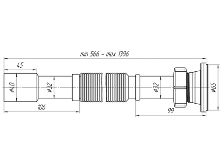 Гофросифон Ани пласт G217 1 1/4 дюйма 32/40 мм (566-1396 мм) - фото 3