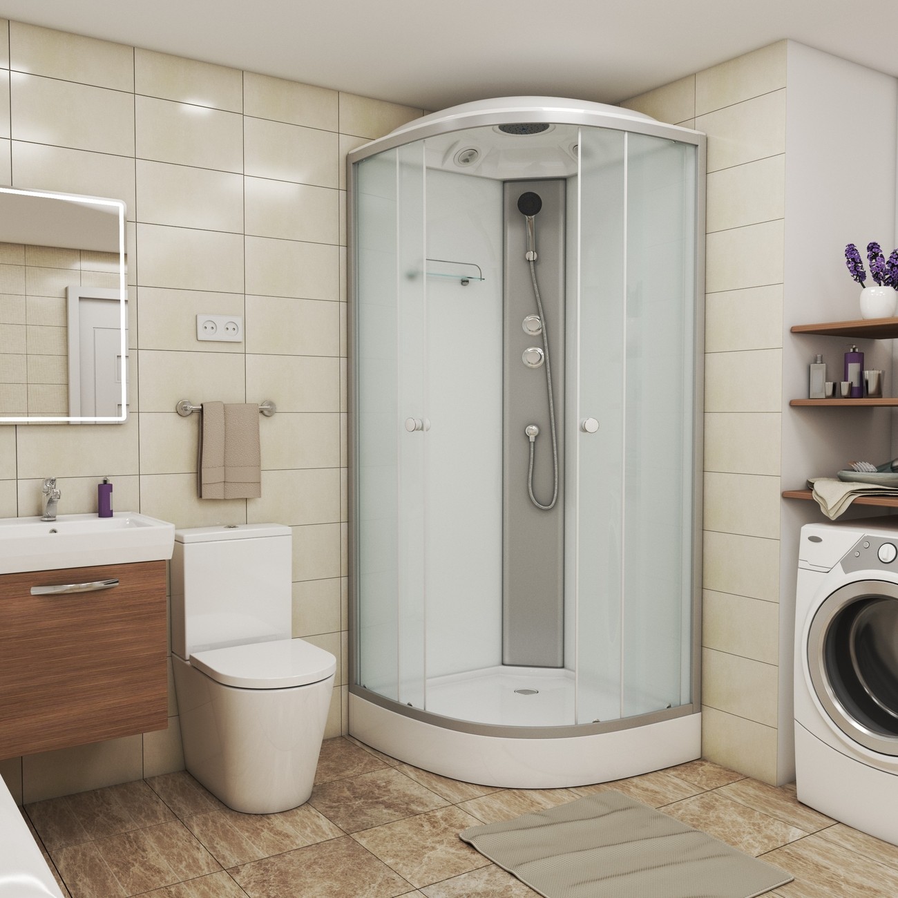 Душевая кабина Niagara Eco E80/13/MT 80x80 с низким поддоном, матовым стеклом