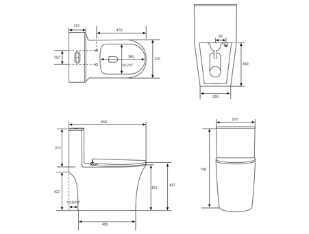 Унитаз моноблок Grossman Thin Rim GR-5607SQ 655x370x796 с тонким ободком, торнадо - фото 12