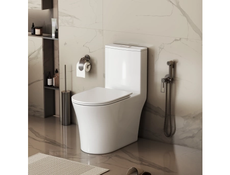 Унитаз моноблок Grossman Thin Rim GR-5607SQ 655x370x796 с тонким ободком, торнадо - фото 2