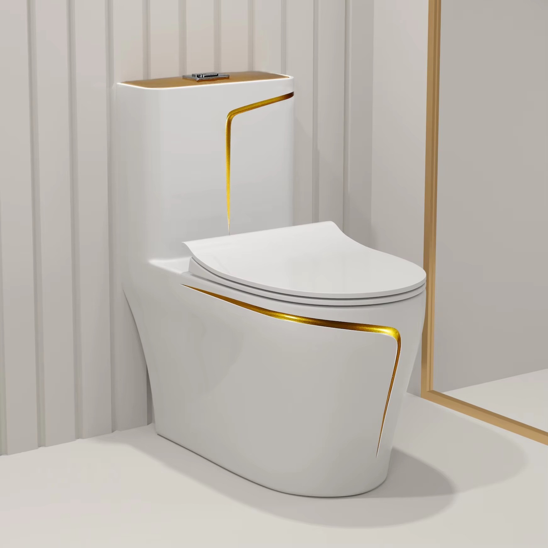 Унитаз моноблок Redo Boston RD-2057GL White/G безободковый, дюропласт