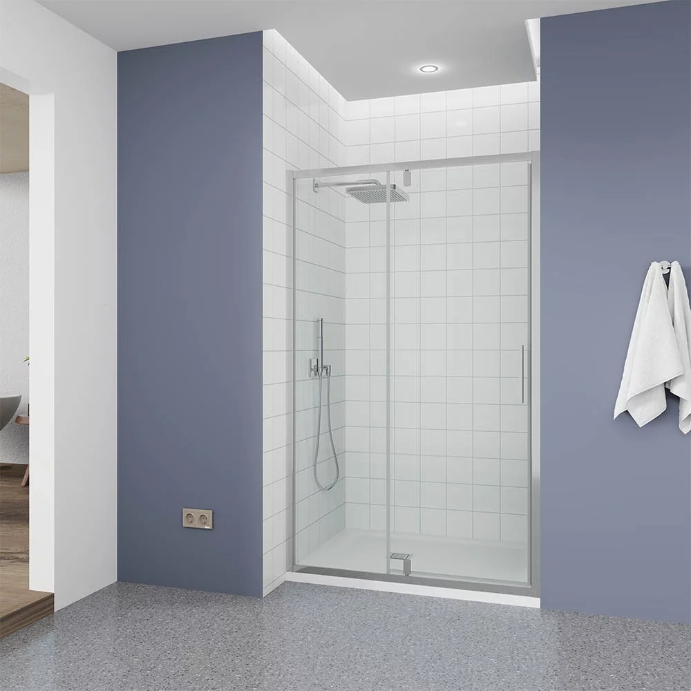 Душевая дверь Veconi Ottimo P20 CH 120x190 с хромированным профилем, прозрачным стеклом (OP20CH-120-01-C9)