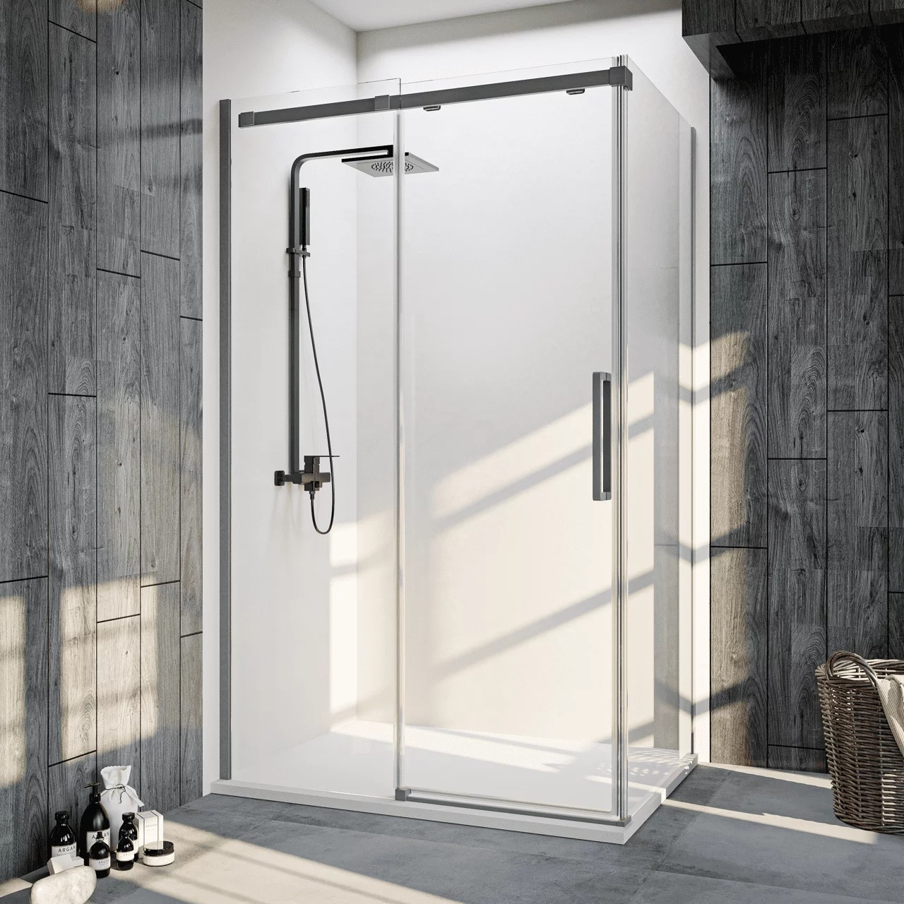 Душевой уголок Veconi Rovigo RV-070GR 120x100 профиль графит, прозрачное стекло (RV070GR-120100-01-C4)