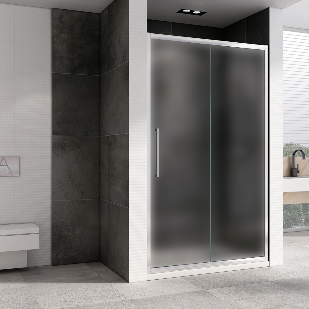 Душевая дверь Abber Schwarzer Diamant AG30140MH 140x195 с хромированным профилем, матовым стеклом