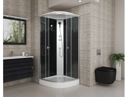 Душевая кабина Niagara Eco NG-4502-14 Black 100х100 с низким поддоном, стекло прозрачное с рисунком (45021453) - фото 3