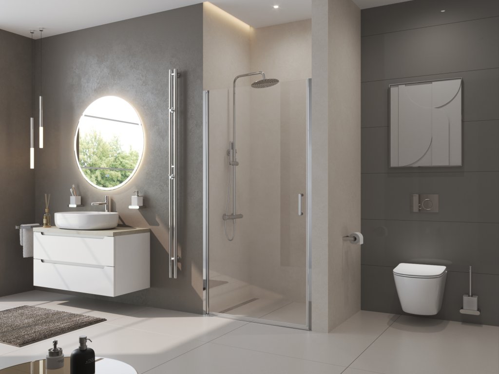 Душевая дверь BelBagno Uno-B-1-70-CH-Cr 70x190 с хромированным профилем, стекло шиншилла