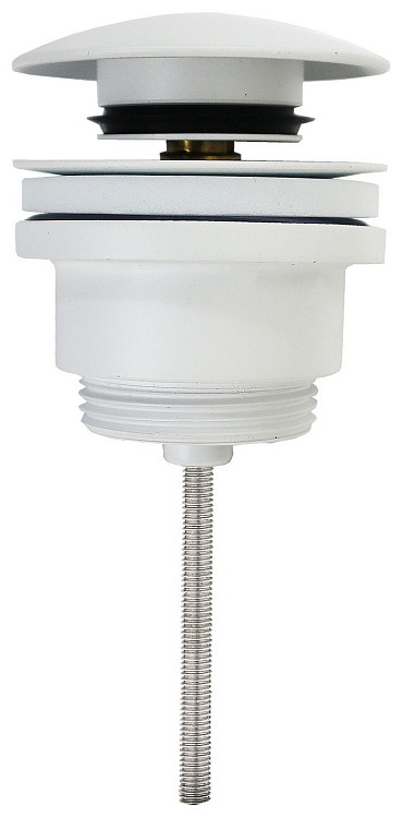 Донный клапан для раковины Azario AZ-105-WHI-H круглый, универсальный, белый (click-clack)