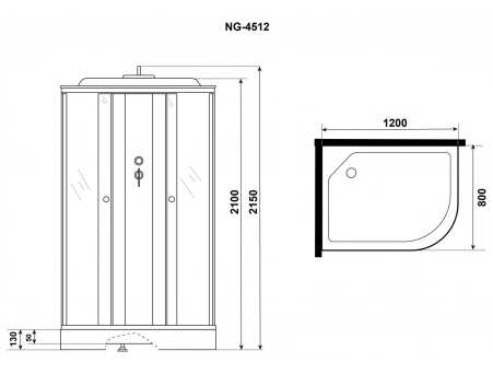 Душевая кабина Niagara Eco NG-4512-14L Black 120x80 с низким поддоном, прозрачным стеклом с рисунком 45121453L - фото 10