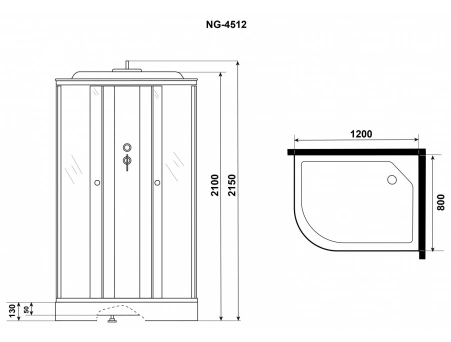 Душевая кабина Niagara Eco NG-4512-14R Black 120x80 с низким поддоном, прозрачным стеклом с рисунком 45121453R - фото 10