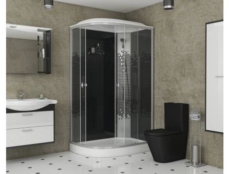 Душевая кабина Niagara Eco NG-4512-14R Black 120x80 с низким поддоном, прозрачным стеклом с рисунком 45121453R - фото 2