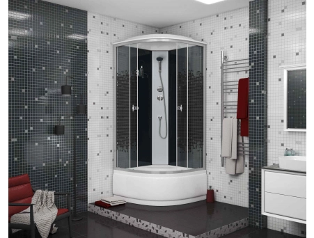 Душевая кабина Niagara Eco NG-7509-14BLACK 100x100 с высоким поддоном, прозрачным стеклом с рисунком 7509 - фото 3