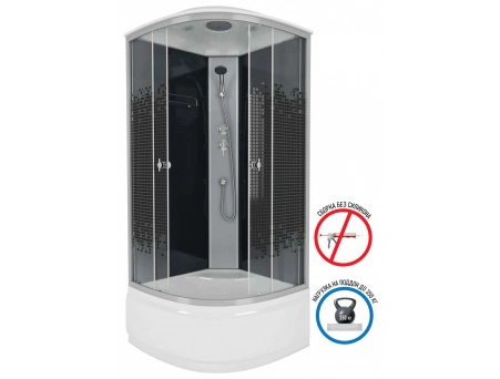 Душевая кабина Niagara Eco NG-7509-14BLACK 100x100 с высоким поддоном, прозрачным стеклом с рисунком 7509 - фото 2