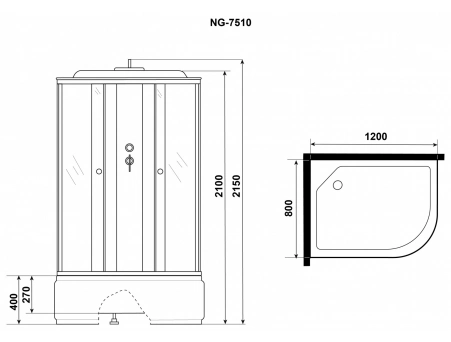 Душевая кабина Niagara Eco NG-7510-14L Black 120x80 с высоким поддоном, прозрачным стеклом с рисунком 7510L - фото 13