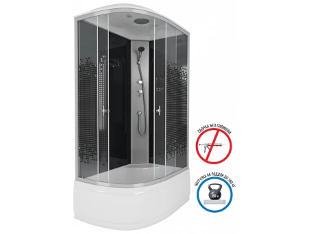 Душевая кабина Niagara Eco NG-7510-14R Black 120x80 с высоким поддоном, прозрачным стеклом с рисунком 7510R - фото 2