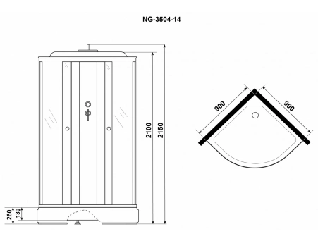 Душевая кабина Niagara Eco NG-3504-14BLACK 90x90 со средним поддоном, прозрачным стеклом с рисунком 3504 - фото 13