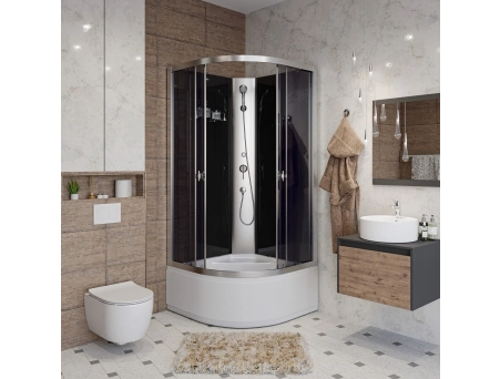 Душевая кабина Niagara Eco E90/40/TN/BK 90x90 с высоким поддоном, тонированным стеклом - фото 3