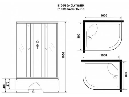 Душевая кабина Niagara Eco E100/80/40L/TN/BK 100x80 с высоким поддоном, тонированным стеклом - фото 12