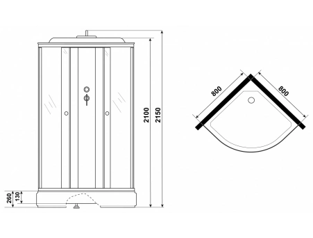Душевая кабина Niagara Eco E80/26/Black 80x80 со средним поддоном, прозрачным стеклом с рисунком - фото 11