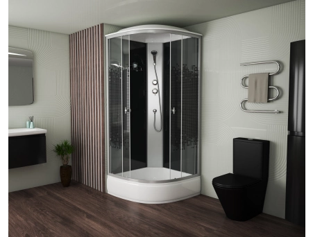 Душевая кабина Niagara Eco E80/26/Black 80x80 со средним поддоном, прозрачным стеклом с рисунком - фото 2