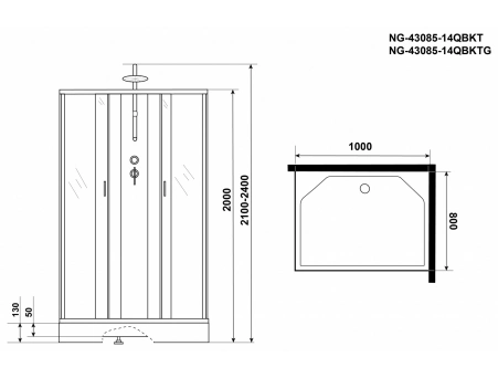 Душевая кабина Niagara Classic NG-43085-14QBKT 100x80 с низким поддоном, матовым стеклом 430853QBKT - фото 16