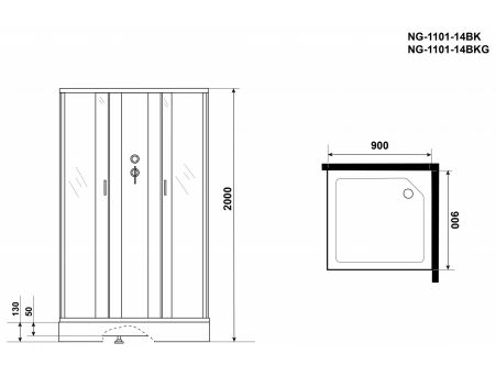 Душевая кабина Niagara Classic NG-1101-14BKG 90x90 с низким поддоном, матовым стеклом 11011423BKG - фото 15