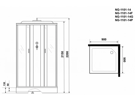 Душевая кабина Niagara Classic NG-1101-14F 90x90 с низким поддоном, матовым стеклом 11011423F - фото 19