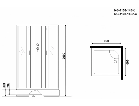 Душевая кабина Niagara Classic NG-1108-14BKG 90x90 со средним поддоном, матовым стеклом 11081424BKG - фото 15