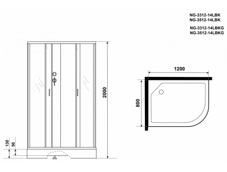 Душевая кабина Niagara Classic NG-3512-14LBKG 120x80 с низким поддоном, тонированным стеклом 35121433LBKG - фото 15