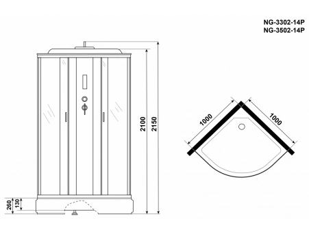 Душевая кабина Niagara Classic NG-3502-14P 100x100 со средним поддоном, тонированным стеклом 35021434P - фото 17