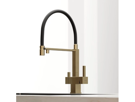 Смеситель для кухни Sancos Moro SC4006BG матовое золото с черным гибким изливом (под питьвую воду) - фото 2