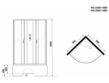 Душевая кабина Niagara Classic NG-2308-14BK 90x90 с высоким поддоном, матовым стеклом 23081424BK - фото 15