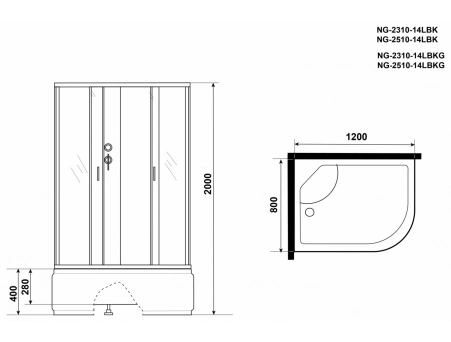 Душевая кабина Niagara Classic NG-2510-14LBKG 120x80 с высоким поддоном, тонированным стеклом 25101434LBKG - фото 15