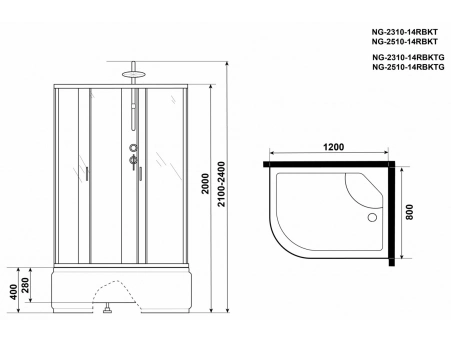 Душевая кабина Niagara Classic NG-2510-14RBKTG 120x80 с высоким поддоном, тонированным стеклом 25101434RBKTG - фото 16