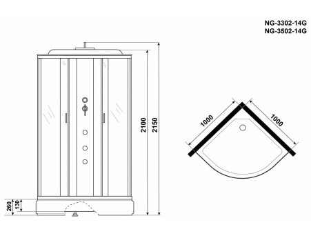 Душевая кабина Niagara Classic NG-3302-14G 100x100 со средним поддоном, матовым стеклом 33021424G - фото 17