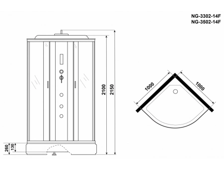 Душевая кабина Niagara Classic NG-3302-14F 100x100 со средним поддоном, матовым стеклом 33021424F - фото 19