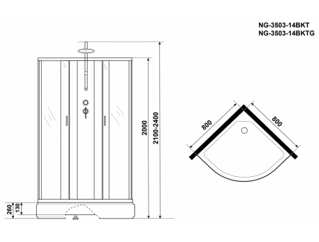 Душевая кабина Niagara Classic NG-3503-14BKTG 80x80 со средним поддоном, тонированным стеклом 35031434BKTG - фото 16
