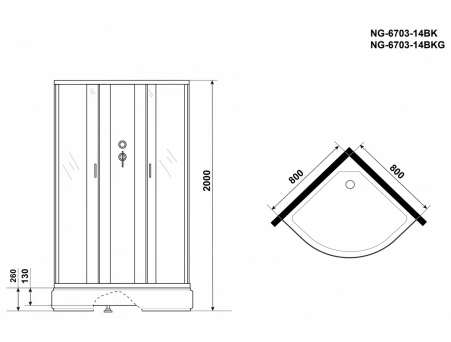 Душевая кабина Niagara Classic NG-6703-14BKG 80x80 со средним поддоном, прозрачным стеклом 67031414BKG - фото 14