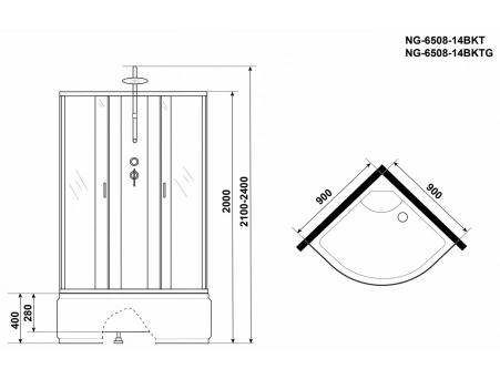Душевая кабина Niagara Classic NG-6508-14BKT 90x90 с высоким поддоном, тонированным стеклом 65081434BKT - фото 15