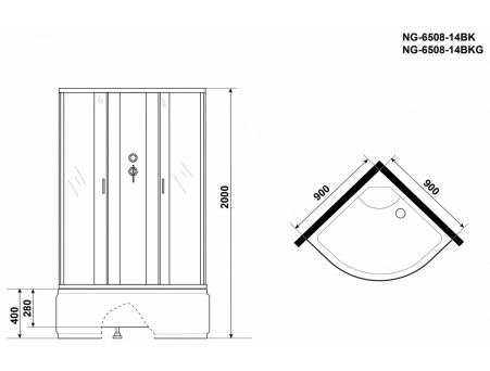 Душевая кабина Niagara Classic NG-6508-14BK 90x90 с высоким поддоном, тонированным стеклом 65081434BK - фото 14