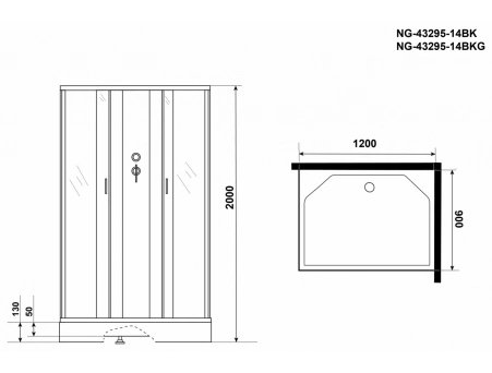 Душевая кабина Niagara Classic NG-43295-14QBKG 120x90 с низким поддоном, матовым стеклом 432953QBKG - фото 15