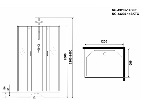 Душевая кабина Niagara Classic NG-43295-14QBKT 120x90 с низким поддоном, матовым стеклом 432953QBKT - фото 16