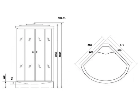Душевая кабина Niagara Ultra NG-901-01 90x90 с низким поддоном, тонированным стеклом 9010135 - фото 3