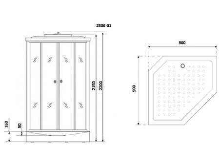 Душевая кабина Niagara Ultra NG-2506-01 90x90 с низким поддоном, тонированным стеклом 25060134 - фото 3
