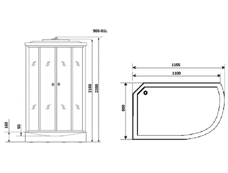 Душевая кабина Niagara Ultra NG-903-01R 120x80 с низким поддоном, тонированным стеклом 9030135R - фото 3