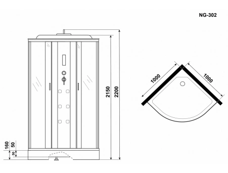 Душевая кабина Niagara Ultra NG-302-01 100x100 с низким поддоном, комбинированным стеклом (прозрачным, матовым) 3020164 - фото 11