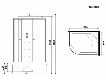 Душевая кабина Niagara Ultra NG-310-01R 120x80 с высоким поддоном, комбинированным стеклом (прозрачным, матовым) 3100164R - фото 9