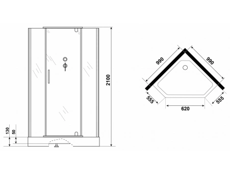 Душевая кабина Niagara Luxe NG-7717WBK 100x100 с низким поддоном, прозрачным стеклом 7717WBK - фото 7